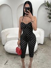 Polka Dots Print Sling Seventh Jumpsuit YWXS-K26L2342