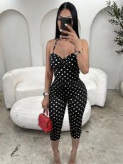 Polka Dots Print Sling Seventh Jumpsuit YWXS-K26L2342