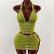 Solid Color Halterneck Tank Top Skirts Suit GXIY-K26L2096