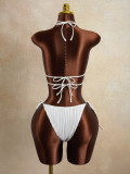 Sexy Tie Up Solid Color Bikini 2 Piece Swimsuit GXIY-K26L2152