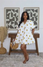 Polka Dots Print Loose Midi Dress GYLY-11188