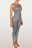 Polka Dots Print Square Neck Jumpsuit YWXS-K26L2360