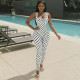 Polka Dots Print Square Neck Jumpsuit YWXS-K26L2360