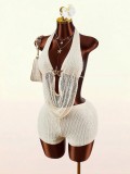 Solid Color Backless Tie Up Two Piece Shorts Set GXIY-K26L2118