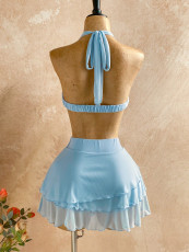 Solid Color Halterneck Vest Tops Skirt Suit(Without Chain) GXIY-K26L2228