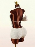 Solid Color Backless Tie Up Two Piece Shorts Set GXIY-K26L2118