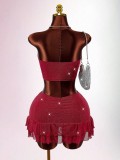 Sexy Wrap Chest Top Ruffles Skrit 2 Piece Set GXIY-K25L1868