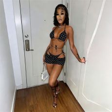 Polka Dots Print Bikinis Beach 3 Piece Swimsuit MEM-88696