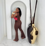Sleeveless Solid Color Tight Two Piece Pants Set NY-3890