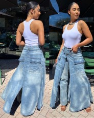 Fashion Faux Two-piece Denim Jeans GAKF-60306