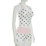 Halterneck Polka Dots Print Two Piece Shorts Set GDSF-Y26ST096
