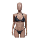 Polka Dots Print Bikinis Beach 3 Piece Swimsuit MEM-88696