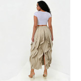 Solid Color Patchwork Ruched Long Skirts NY-3888