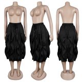 Solid Color Patchwork Ruched Long Skirts NY-3888
