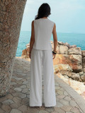 Loose O Neck Sleeveless Top Pants 2 Piece Set GZEY-K26290150