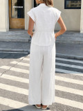 Solid Color Loose Short Sleeve Two Piece Pants Set GZEY-K26291002