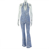 Halterneck U Neck Print Jumpsuit GJYO-JP006281