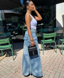 Fashion Faux Two-piece Denim Jeans GAKF-60306