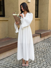V Neck Long Sleeve Maxi Dress GZEY-K26230055