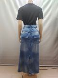 Fashion Faux Two-piece Denim Jeans GAKF-60306