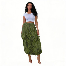Solid Color Patchwork Ruched Long Skirts NY-3888