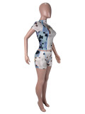 Short Sleeve Camouflage Print Two Piece Shorts Set SHD-8101