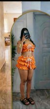 Casual Ruffles Knits Tie Up Beach 2 Piece Shorts Set CM-60412