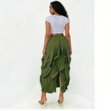 Solid Color Patchwork Ruched Long Skirts NY-3888