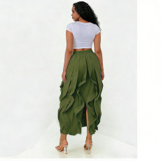 Solid Color Patchwork Ruched Long Skirts NY-3888