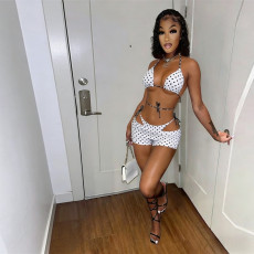 Polka Dots Print Bikinis Beach 3 Piece Swimsuit MEM-88696