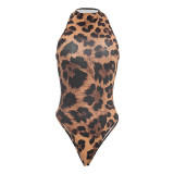 Leopard Print Off Shoulder Bodysuit 2 Piece Pants Set  GDSF-J26ST077