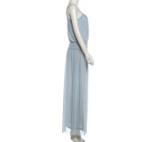 Sexy Mesh Solid Color Split Sling Maxi Dress XEF-K6D05526A