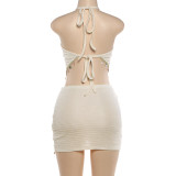 Sexy Backless Tie Up Vest Two Piece Skirts Set XEF-K6S05465A
