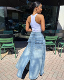 Fashion Faux Two-piece Denim Jeans GAKF-60306