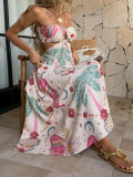 Casual Print Halterneck Maxi Dress GZEY-D26230093