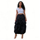 Solid Color Patchwork Ruched Long Skirts NY-3888