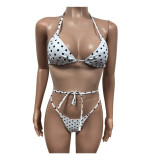 Polka Dots Print Bikinis Beach 3 Piece Swimsuit MEM-88696