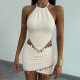 Sexy Backless Tie Up Vest Two Piece Skirts Set XEF-K6S05465A