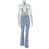 Halterneck U Neck Print Jumpsuit GJYO-JP006281