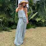 Sexy Mesh Solid Color Split Sling Maxi Dress XEF-K6D05526A