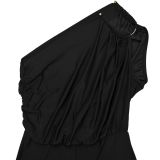 Slash Shoulder Solid Color Loose Jumpsuit BY-7578