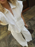 Solid Color Loose Short Sleeve Two Piece Pants Set GZEY-K26291002