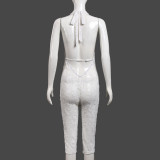 Deep V Neck Backless Fifth Jumpsuit GFRT-32615JBY