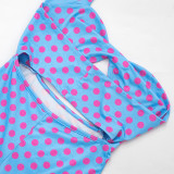 Polka Dots Print Halterneck Romper(With Headscarf) MXBF-J26JP122