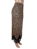 Leopard Print Lace Patchwork Long Skirts SHD-8100