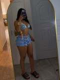 Knits Ruffles Tie Up Beach Two Piece Shorts Set CM-60408