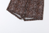 Leopard Print Halterneck Tops 2 Piece Shorts Set DLSF-K6S05948A