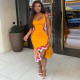 Sleeveless Print Irregular Midi Dress GANY-LB3078