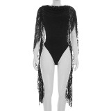 Solid Color Lace Tie Up Bodysuit GSZM-J26BS169