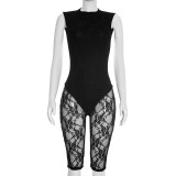 Lace Patchwork Backless Jumpsuit MXBF-J26JP029